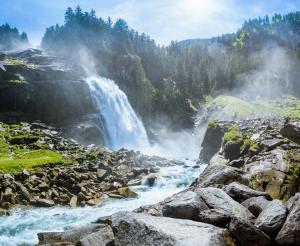 Imposing waterfall in Krimml