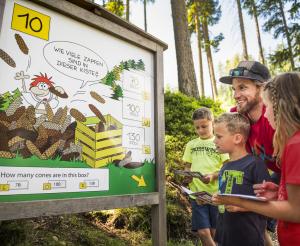 Information boards on the adventure trail for children