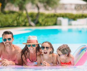 Family in the adventure pool