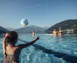 Playing ball in Lake Zell